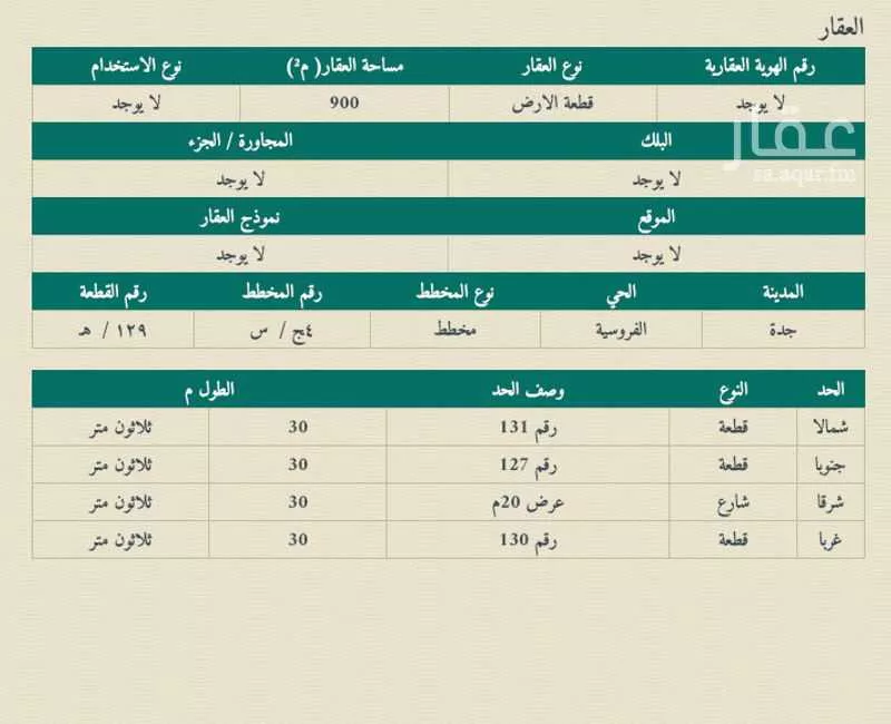 أرض 900 م² في الفروسية 4
