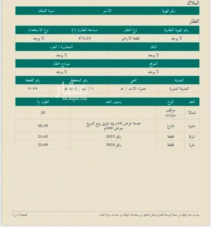 land in Warqan, Madinah