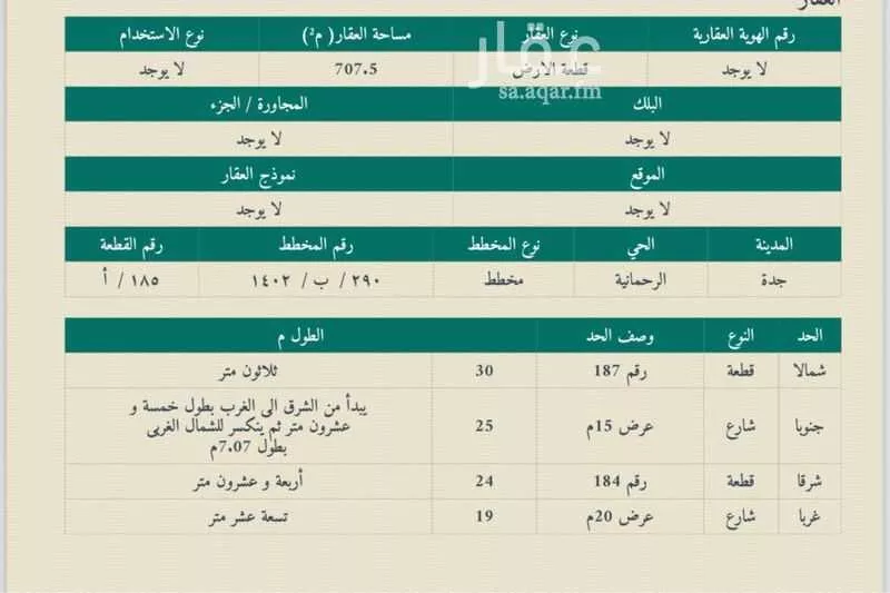 707 sqm land in Al Rahmaniyyah 5