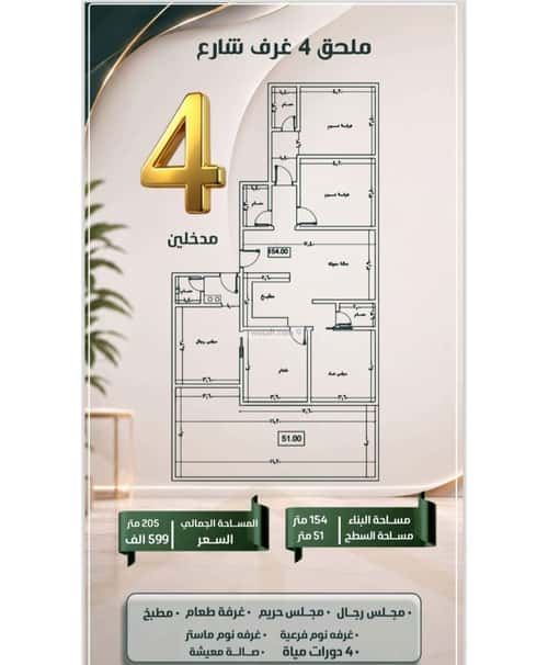 شقة 4 غرف في الصفاء، جدة 6