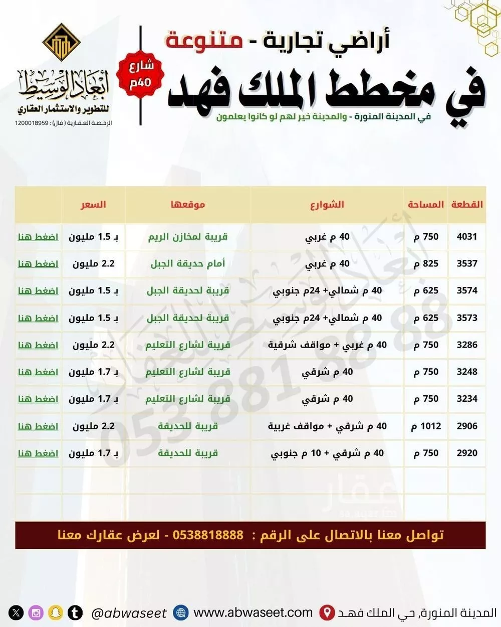 أرض 1012 م² في الملك فهد 11