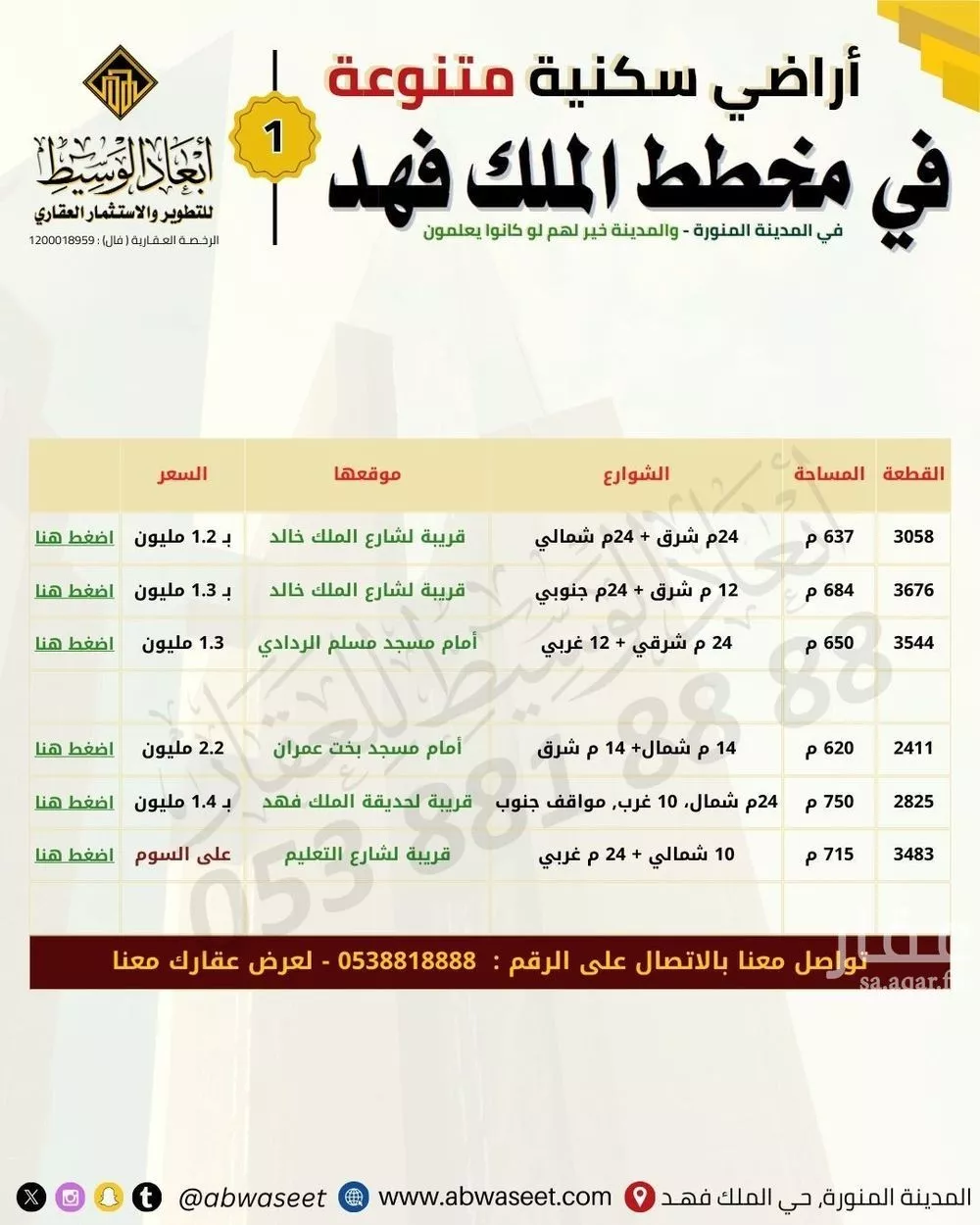 637 sqm land in King Fahd 3