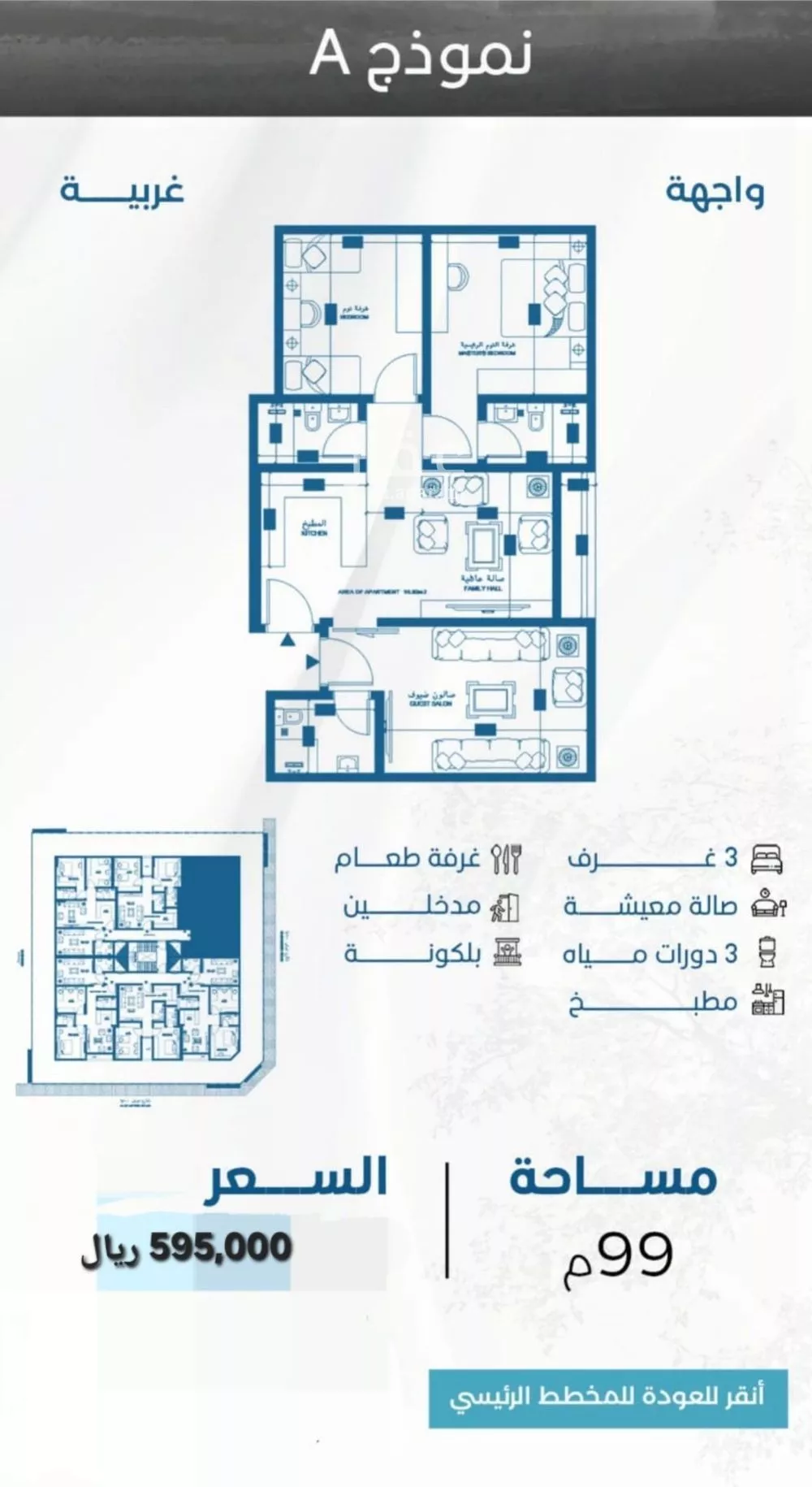 3 bedroom apartment in Al Ruwais, Jeddah 2