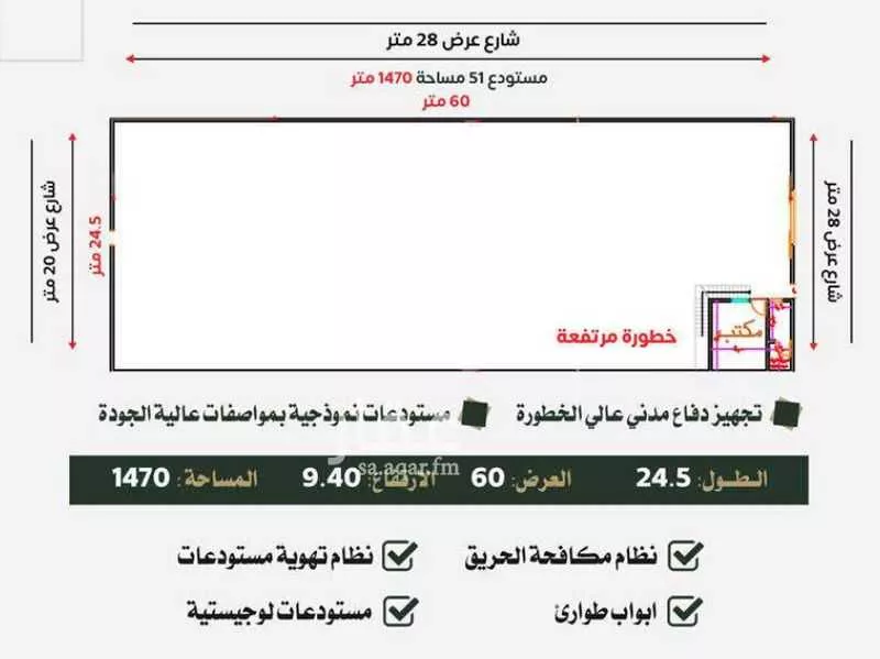 مستودع 5160 م² في طيبة 6