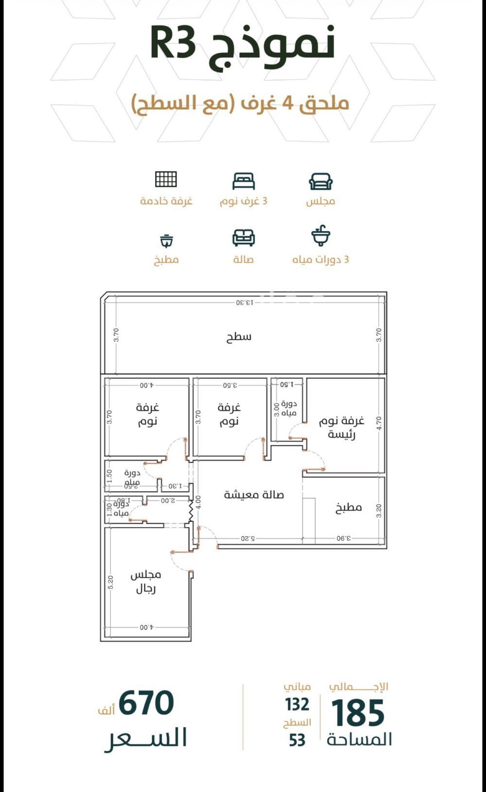 3 bedroom apartment in Al Rabwa, Jeddah 3