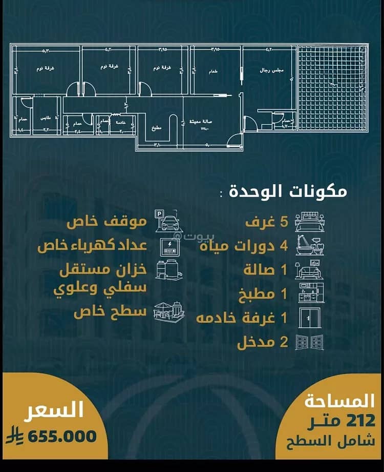 5 bedroom apartment in Al Fardus, Jeddah