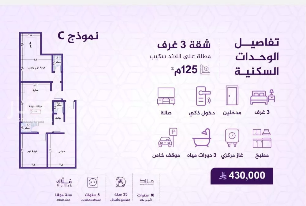 شقة 3 غرف في الفيحاء 2