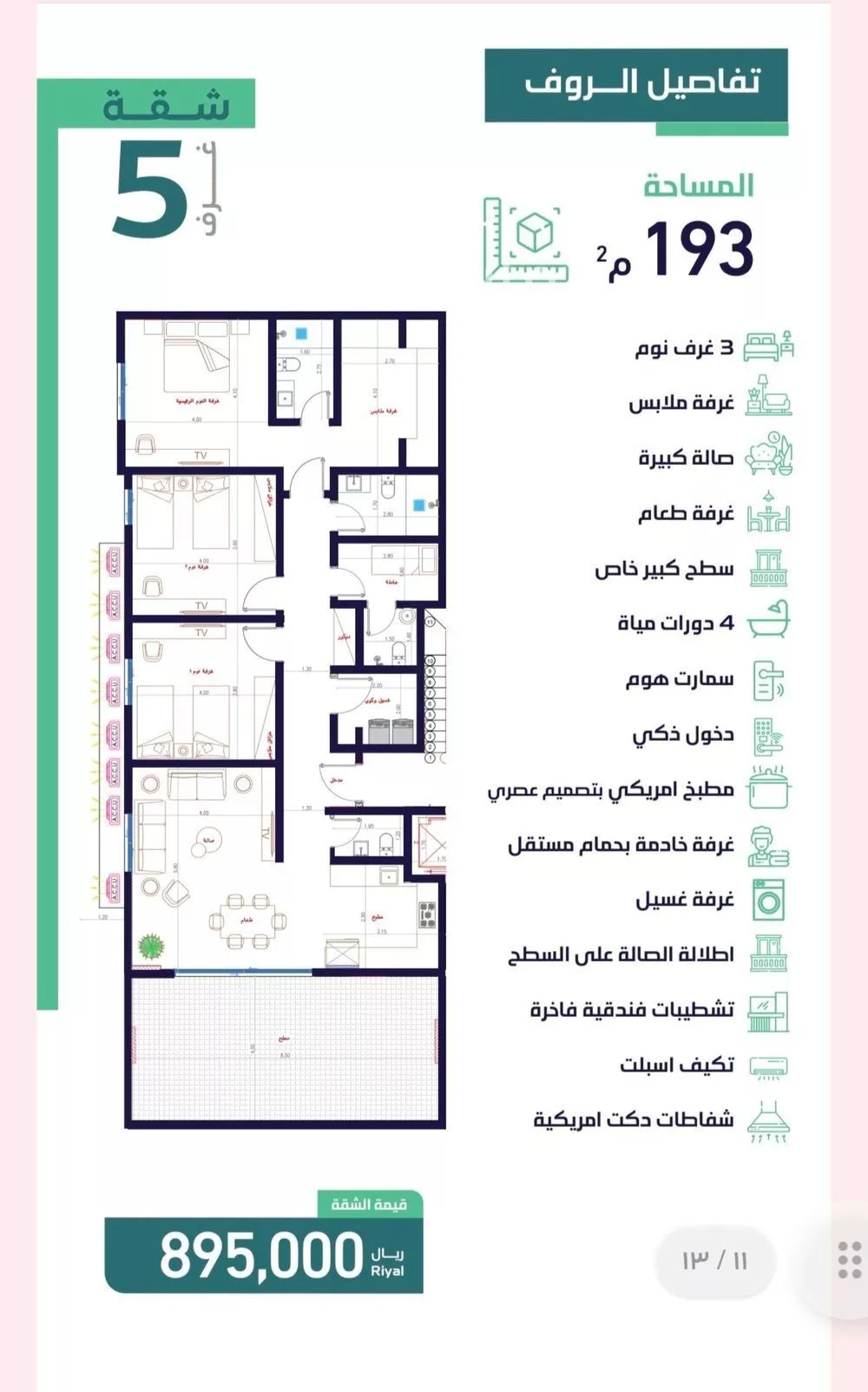 5 bedroom apartment in Al Salamah 4
