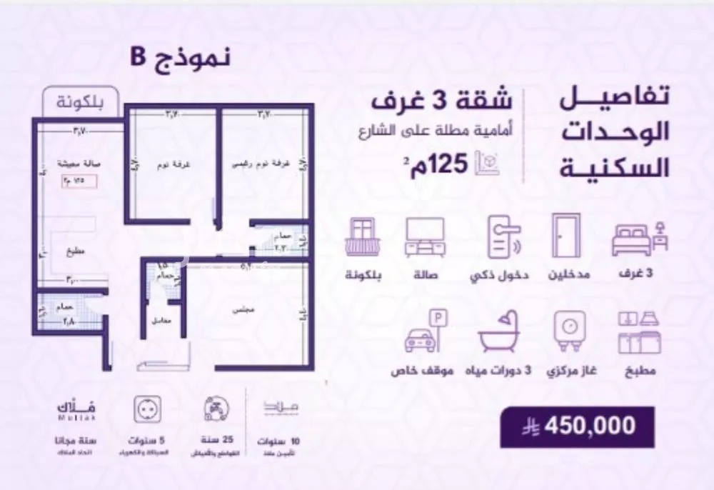 شقة 3 غرف في الفيحاء 2