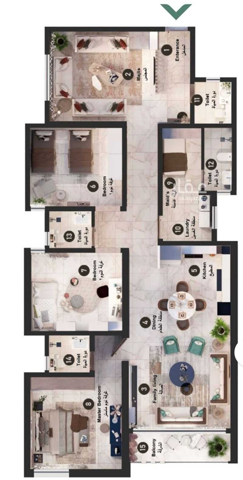 3 bedroom apartment in As Saif 2