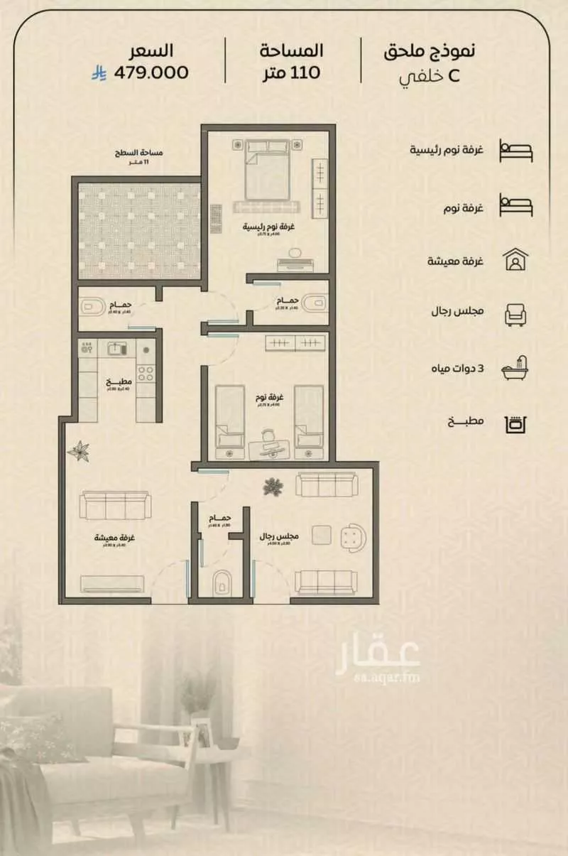 3 bedroom apartment in Ar Rayan 12
