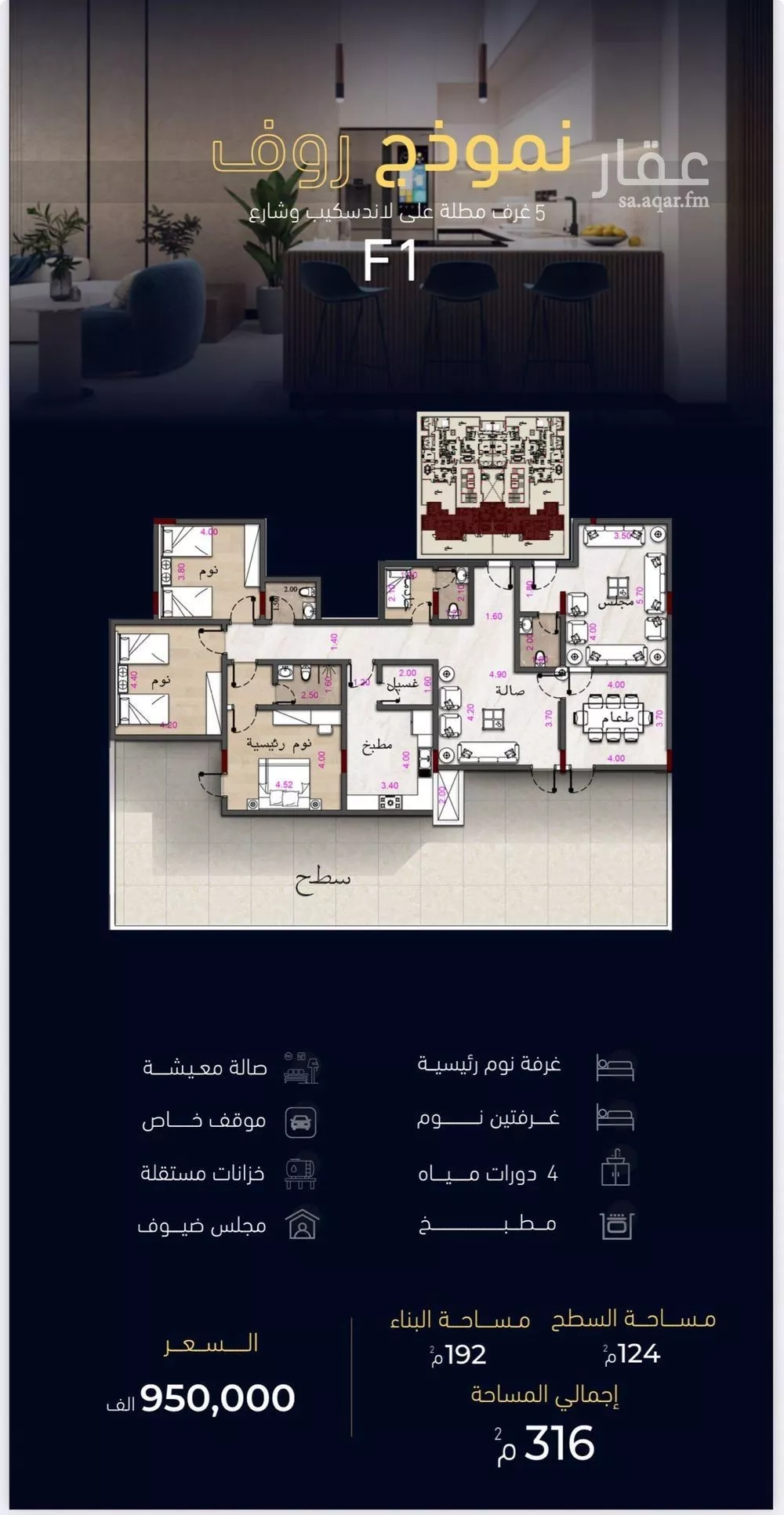 دور 5 غرف في مشرفة 4