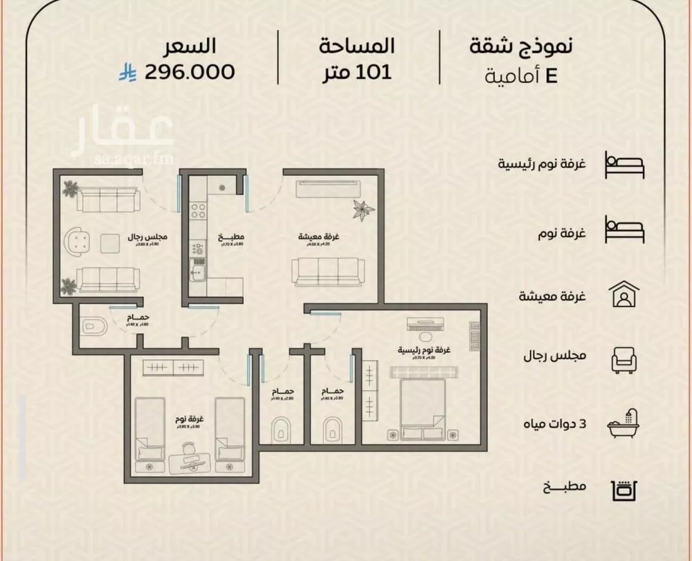 3 bedroom apartment in Ar Rayan 2