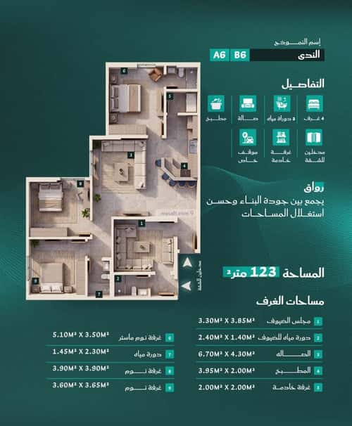 شقة 4 غرف في الفيحاء، جدة 5