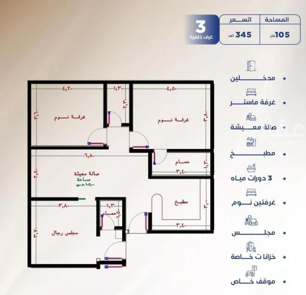 3 bedroom apartment in Al Nuzhah 7
