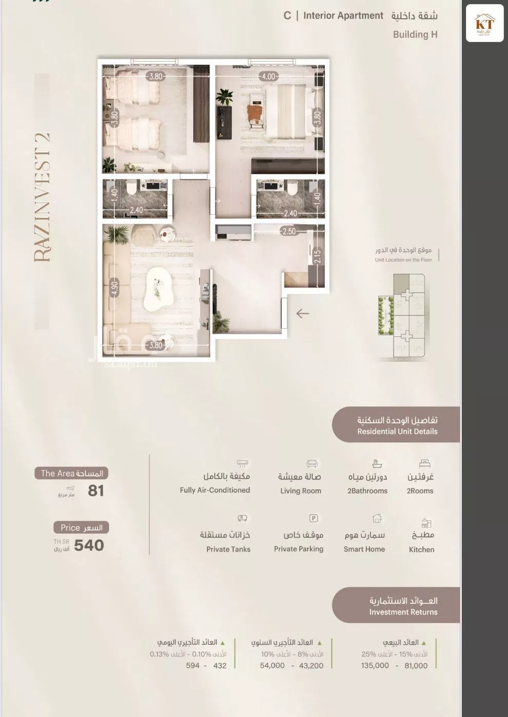 2 bedroom apartment in Al Rawdah 5
