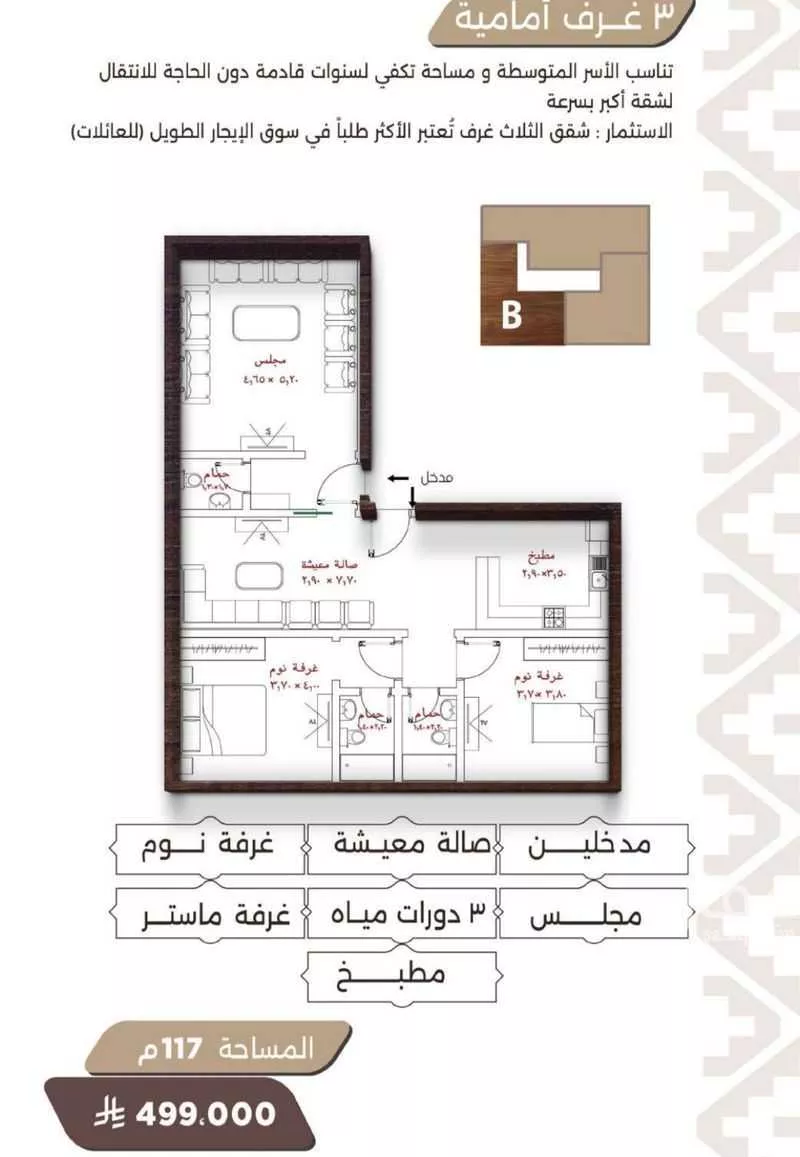 3 bedroom apartment in Al Naeem 4