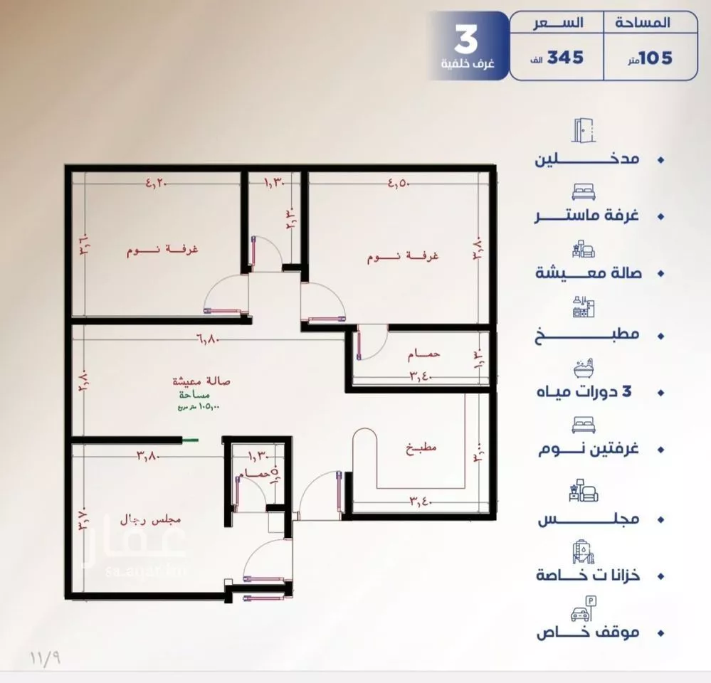 3 bedroom apartment in Al Nuzhah 4