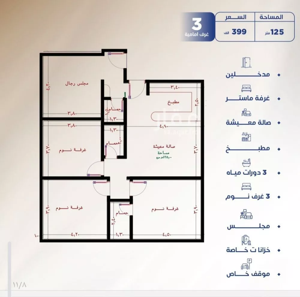 3 bedroom apartment in Al Nuzhah 6