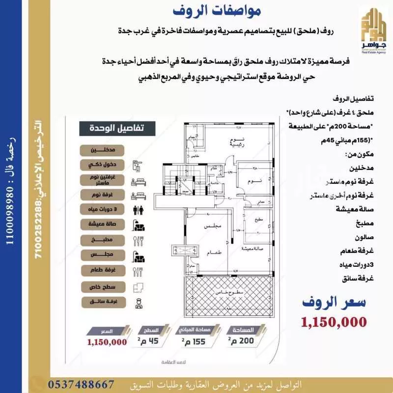 دور 4 غرف في الروضة 6
