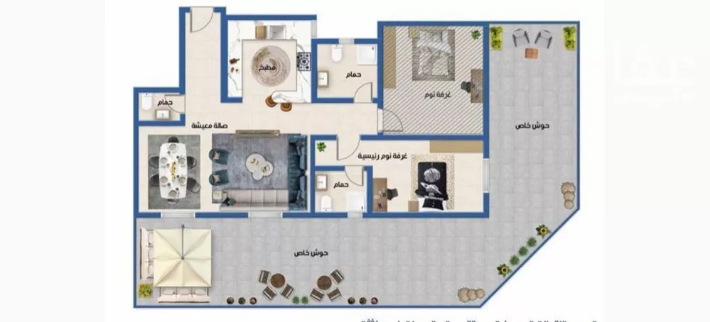 شقة 2 غرف في العارض 18
