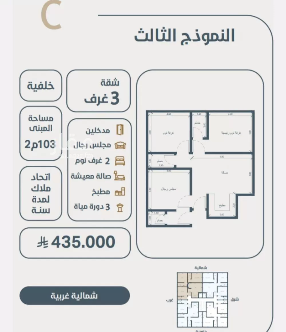 3 bedroom apartment in Al Naeem 3