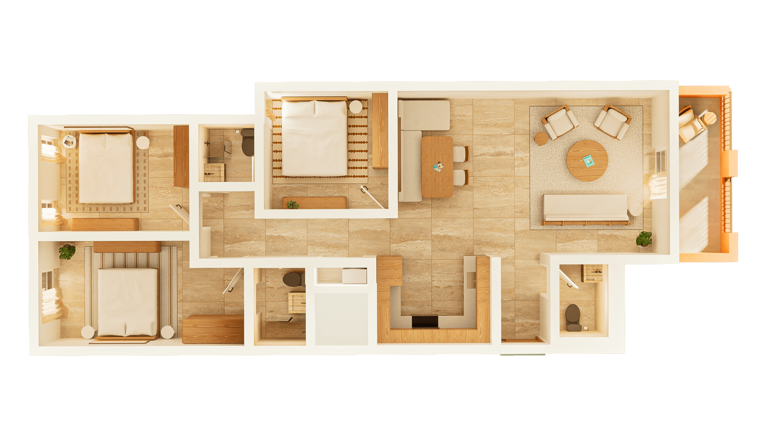 Qamar 3 Bedroom with Balcony