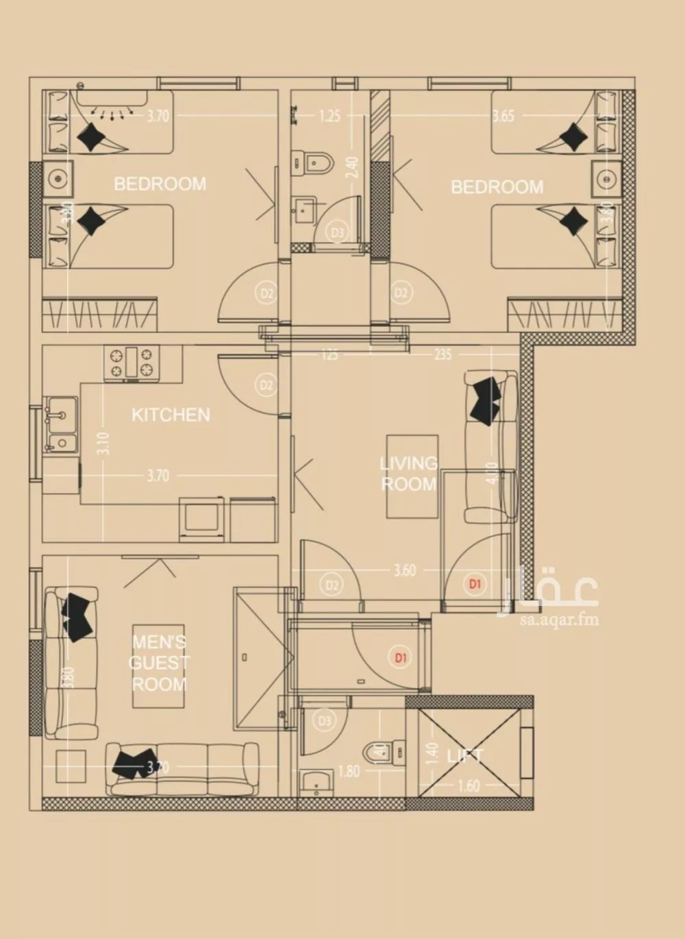 3 bedroom apartment in Mishrifah, Jeddah 10