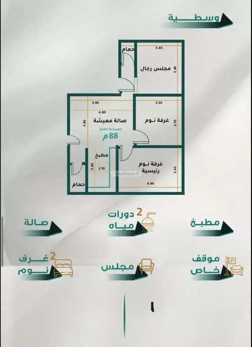 شقة 2 غرف في الروابي، جدة 7