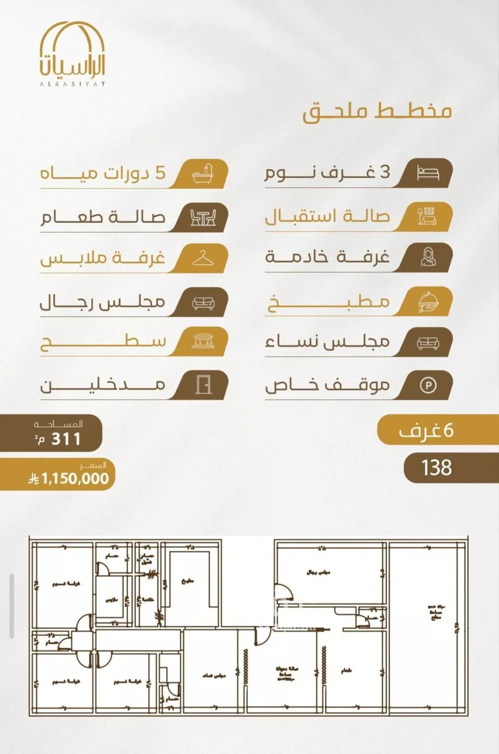 شقة 4 غرف في الورود، جدة 6