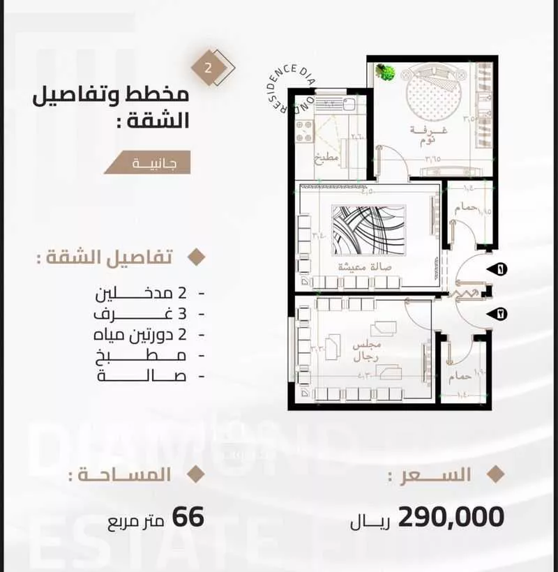 شقة 3 غرف في بطحاء قريش 3