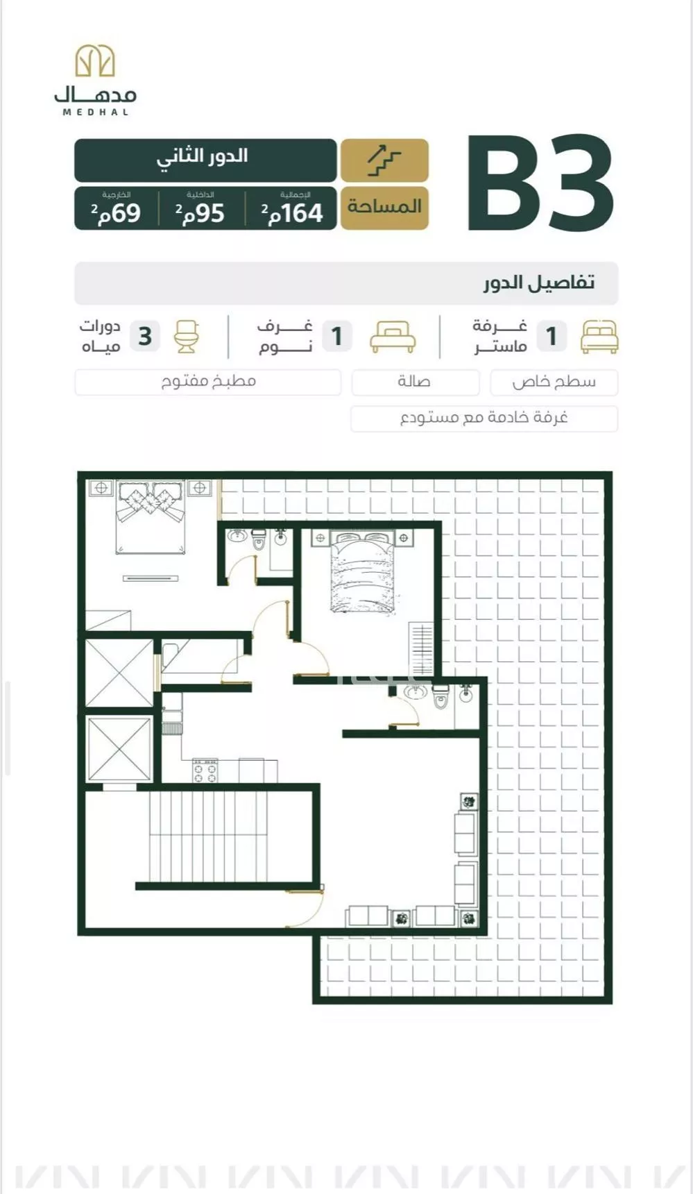 دور 3 غرف في العليا 11