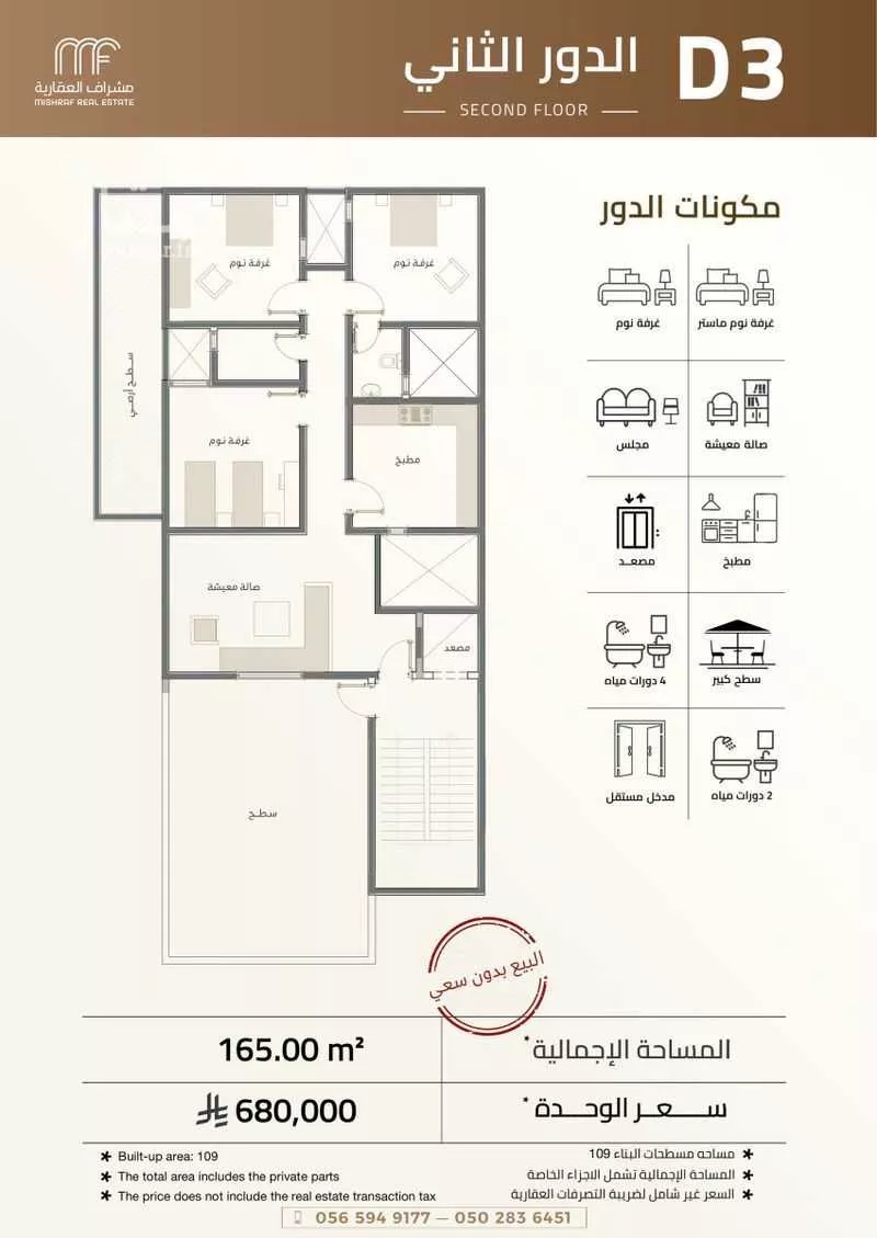دور 6 غرف في السعادة 6