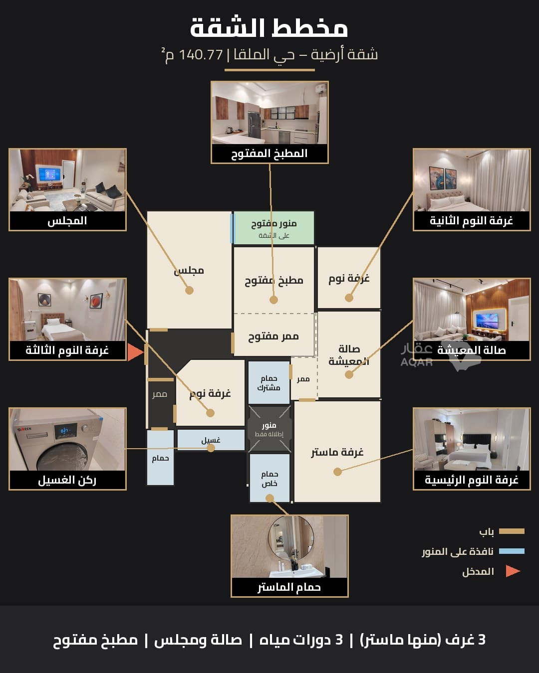 شقة 3 غرف في الملقا، الرياض 2