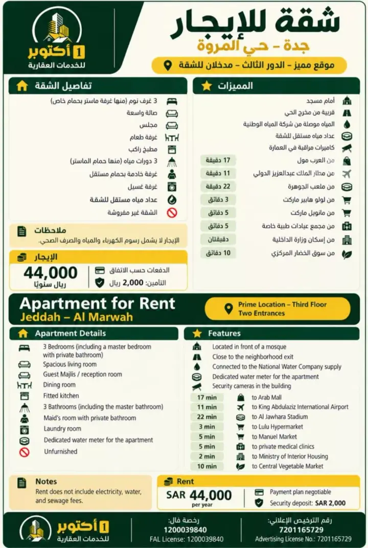 3 bedroom apartment in Al Marwa, Jeddah 20