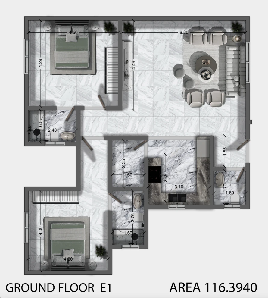 2 bedroom apartment in Al Aridh