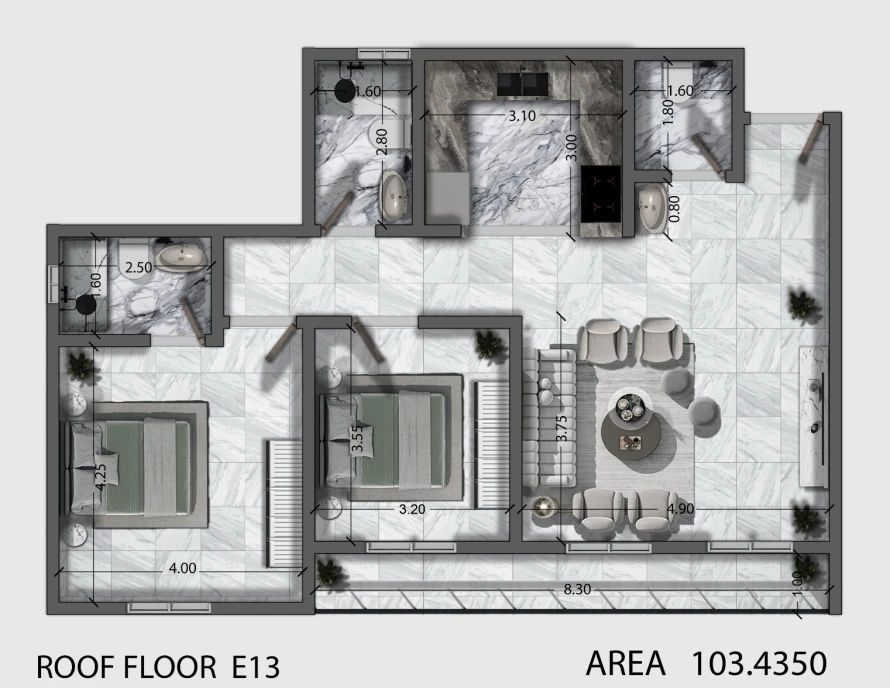 2 bedroom apartment in Al Aridh