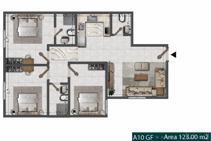 3 bedroom apartment in Al Yasmin