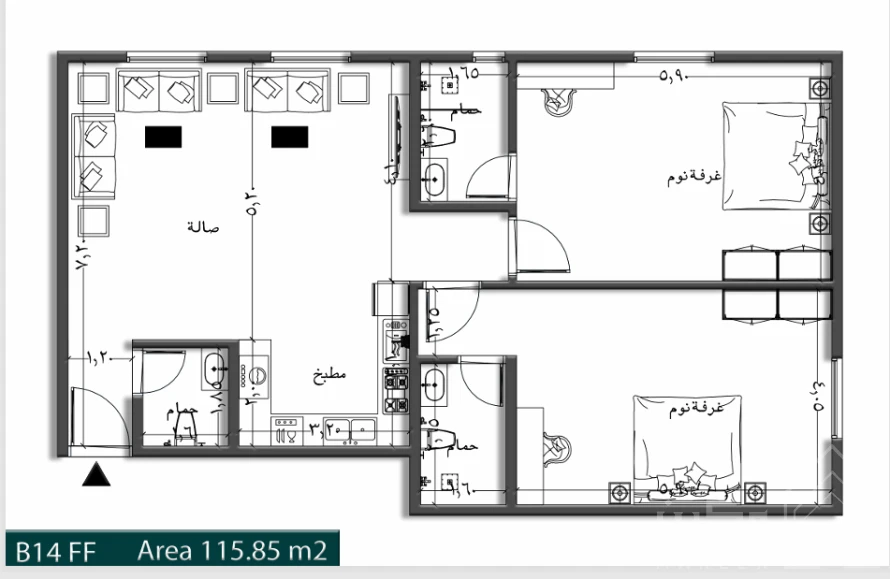 2 bedroom apartment in Al Rimal