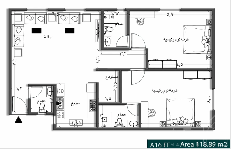 2 bedroom apartment in Al Rimal