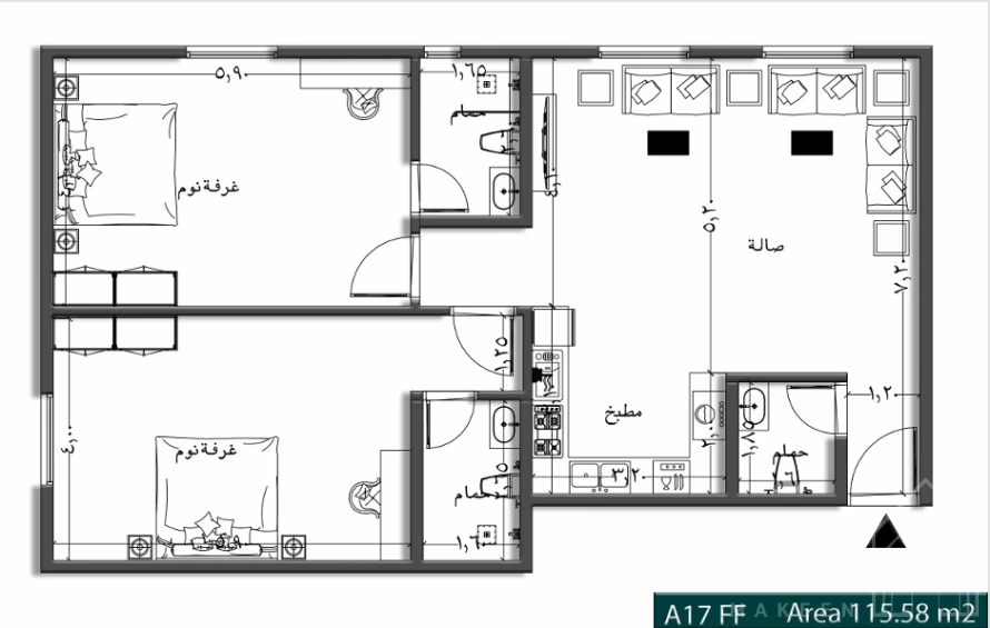 2 bedroom apartment in Al Rimal