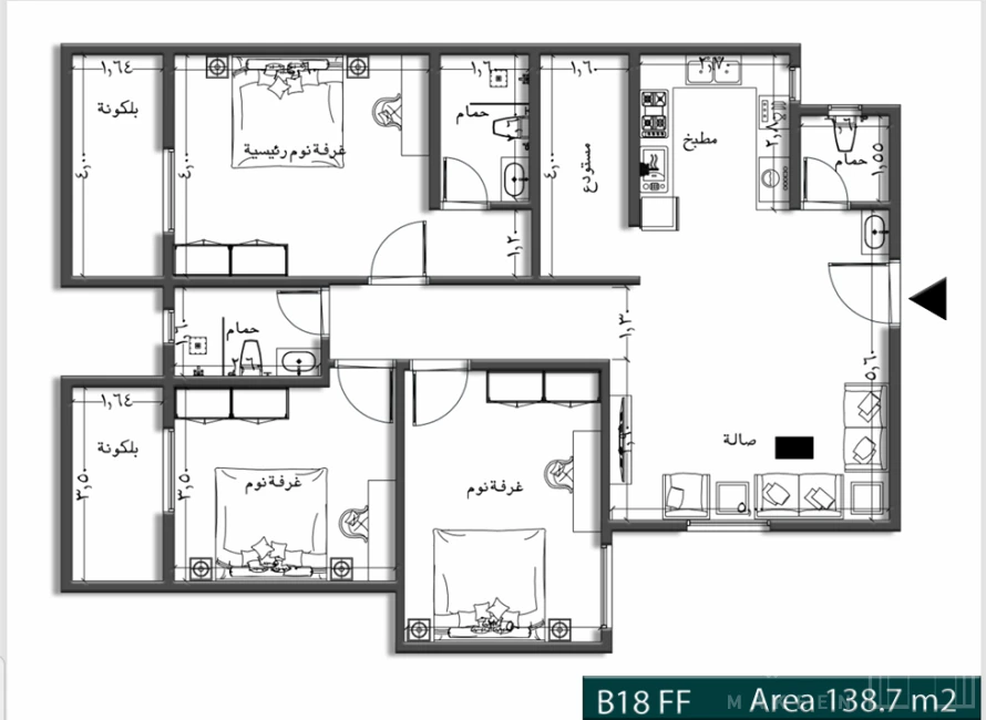 3 bedroom apartment in Al Rimal