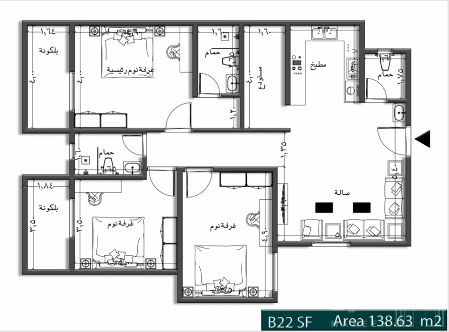 3 bedroom apartment in Al Rimal