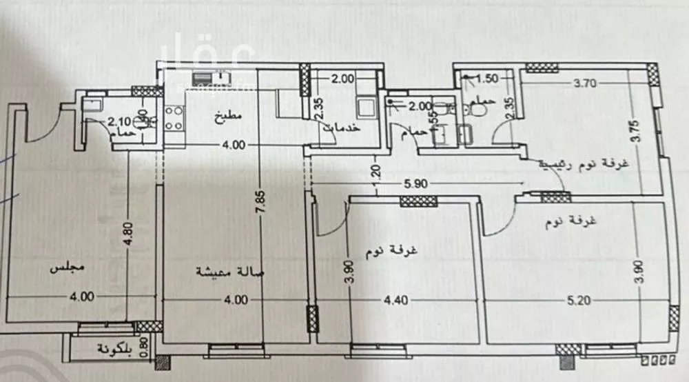 شقة 4 غرف في النرجس 3