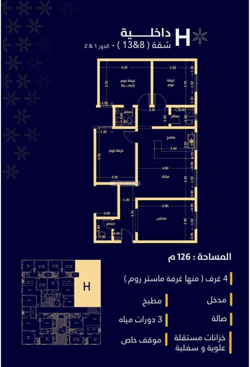 شقة 4 غرف في المهدية 5
