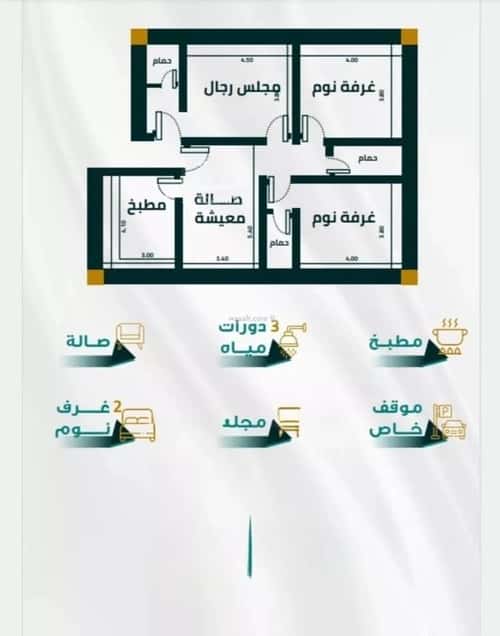 شقة 3 غرف في الفيحاء 2