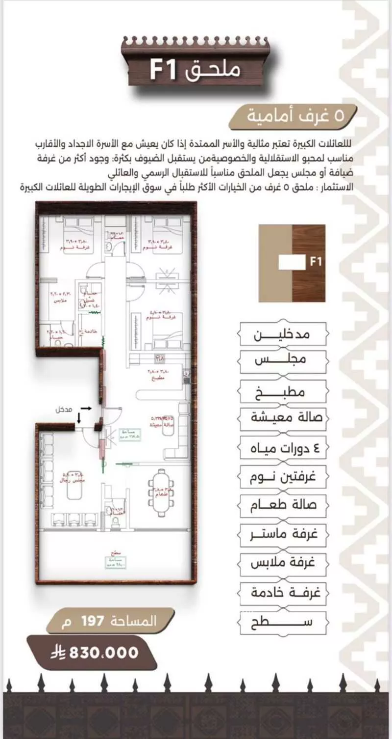 شقة 5 غرف في النعيم 8