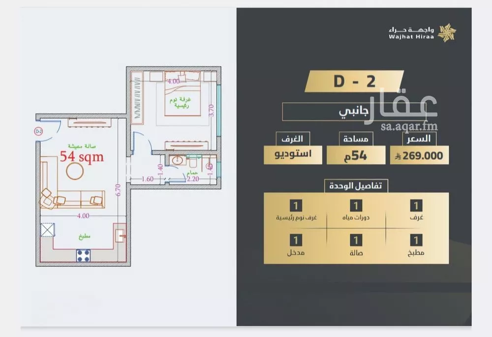 شقة 1 غرف في النعيم 3