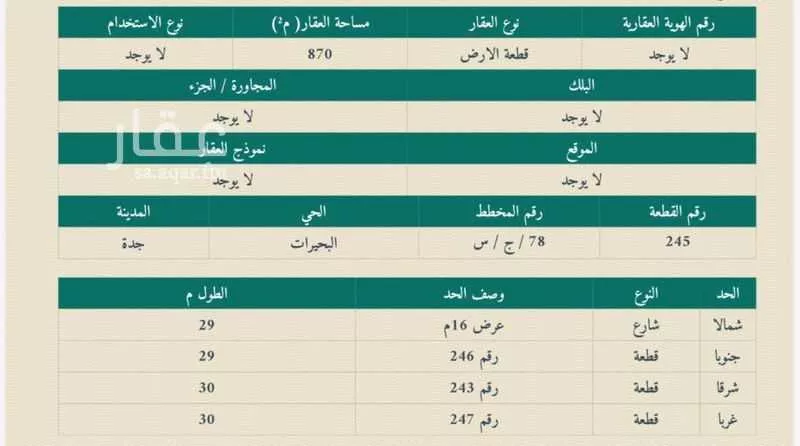 أرض 870 م² في الزمرد