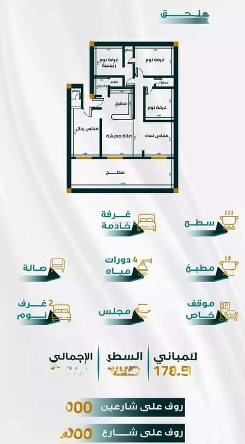 شقة 5 غرف في الفيحاء 3